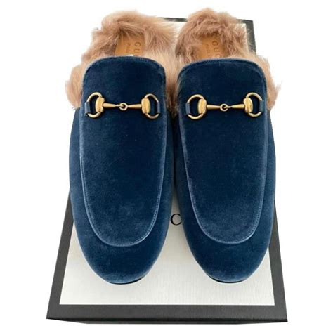 blue gucci princetown loafers street|gucci princetown loafer mule.